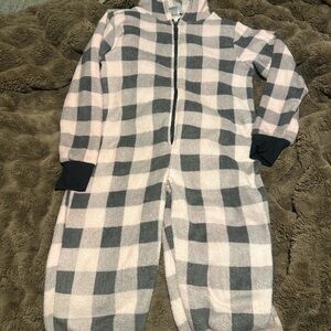 Plaid Zip-Up Hoodie onesie checkered PJs